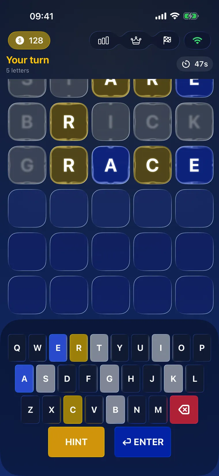 Real-time multiplayer match in Word Challenge with a turn timer